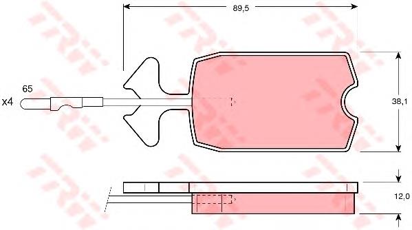 Pastillas de freno traseras GDB277 TRW