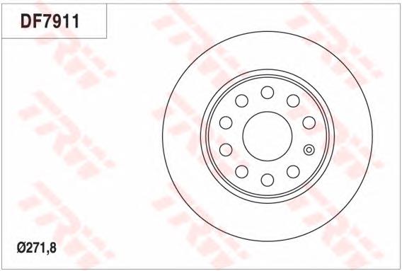 Disco de freno trasero DF7911 TRW