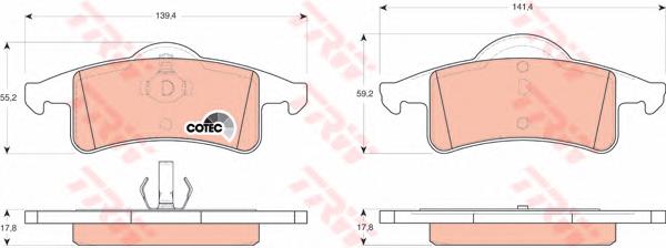 Pastillas de freno traseras GDB4127 TRW