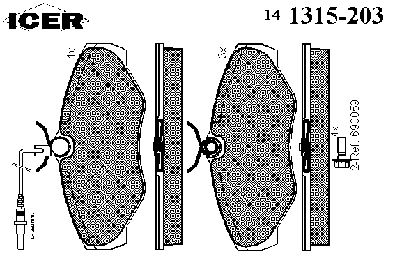 141315203 Icer pastillas de freno delanteras