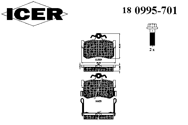 180995-701 Icer pastillas de freno traseras