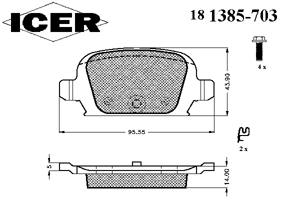 181385703 Icer pastillas de freno traseras