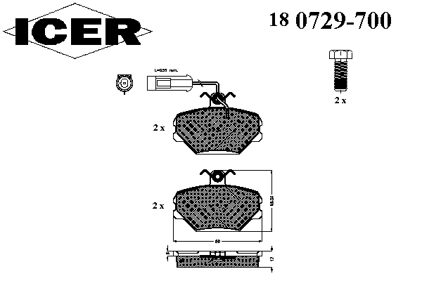 180729700 Icer pastillas de freno delanteras