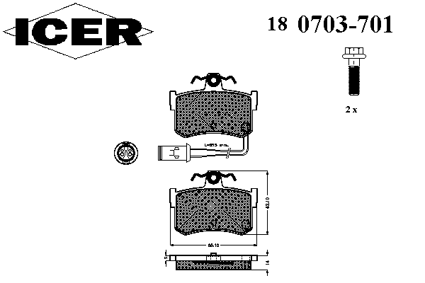 Pastillas de freno traseras 180703701 Icer