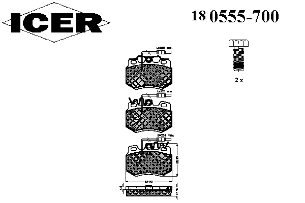 180555700 Icer pastillas de freno delanteras