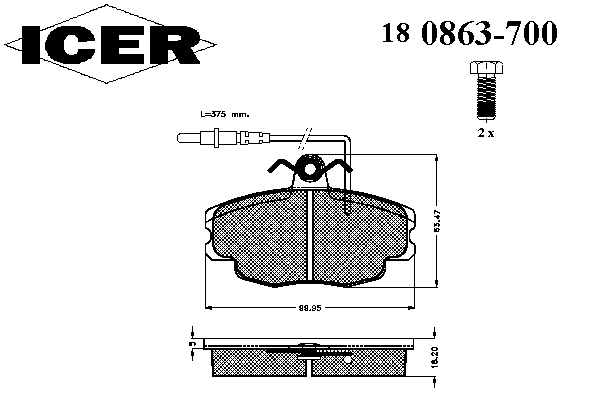 180863700 Icer pastillas de freno delanteras