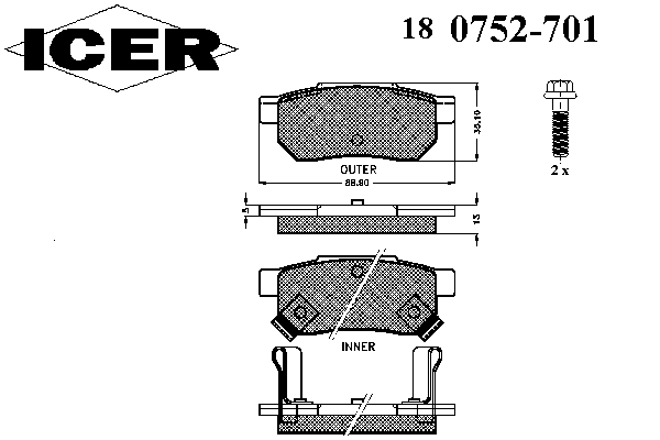 180752-701 Icer pastillas de freno traseras