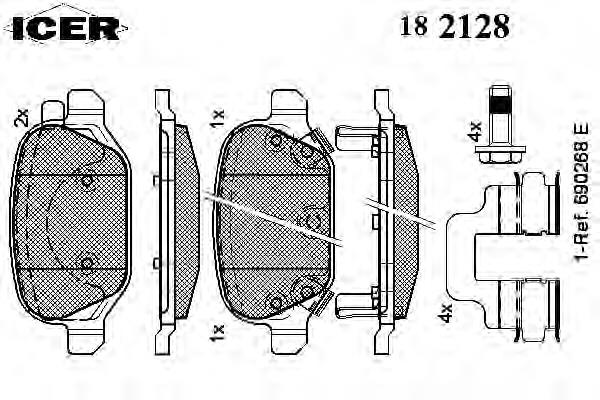 182128 Icer pastillas de freno traseras