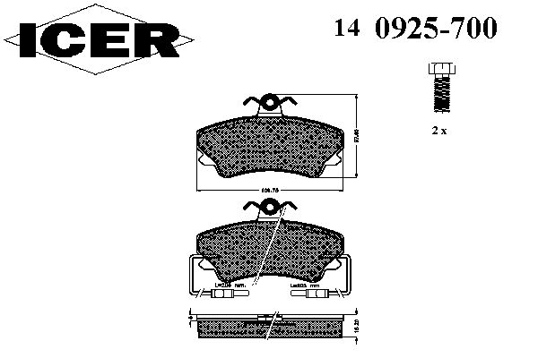 140925700 Icer pastillas de freno delanteras