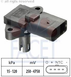 Sensor de presión del aire de admisión Facet 103074