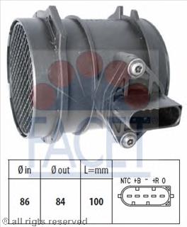 Sensor De Flujo De Aire/Medidor De Flujo (Flujo de Aire Masibo) 101499 Facet