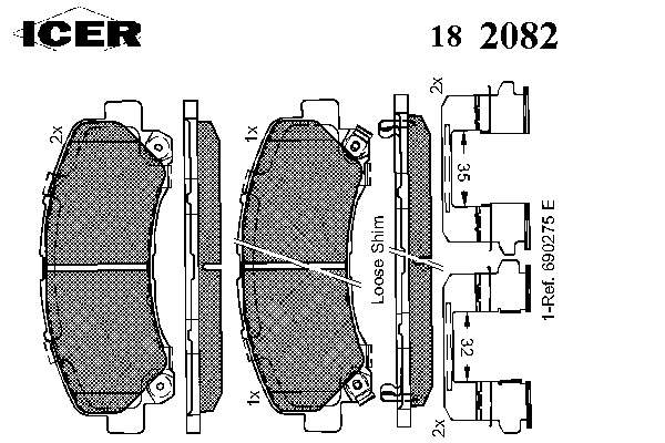 182082 Icer pastillas de freno delanteras