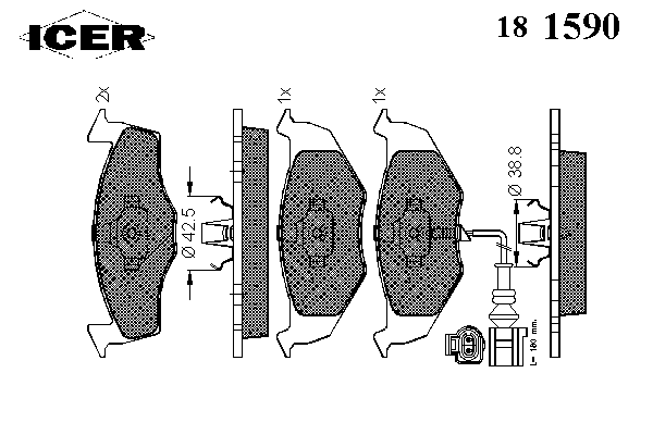 181590 Icer pastillas de freno delanteras