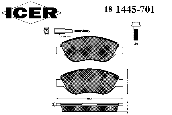 181445-701 Icer pastillas de freno delanteras