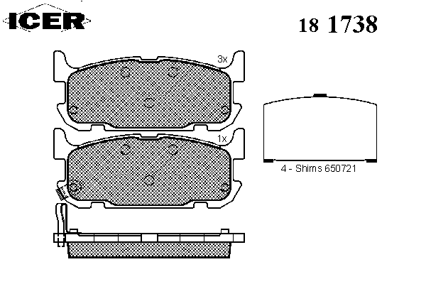 181738 Icer pastillas de freno traseras