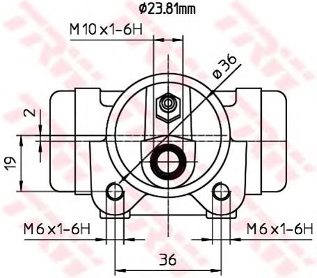Bombín de freno de rueda trasero TRW BWK225