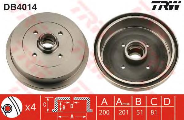 Comprar DB4014 TRW Tambor de freno trasero