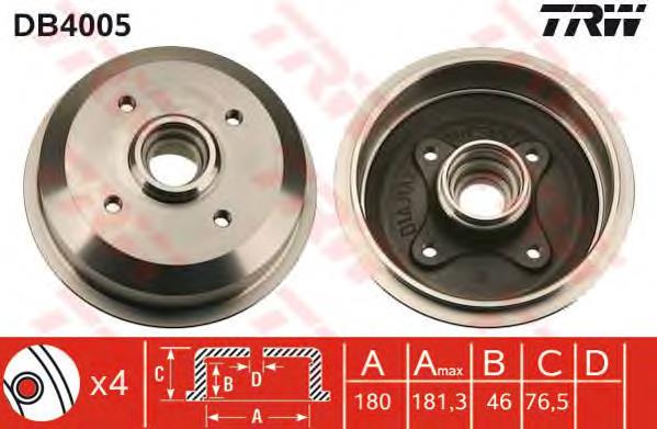 Freno de tambor trasero DB4005 TRW