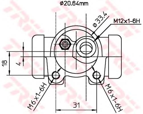 Cilindro de freno de rueda trasero BWF250 TRW
