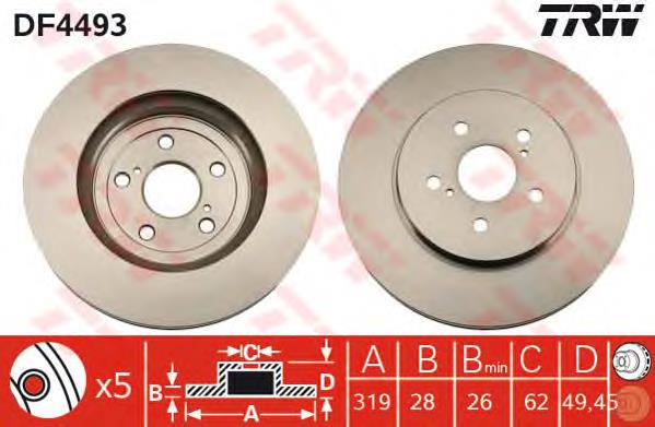 Disco de freno delantero TRW DF4493