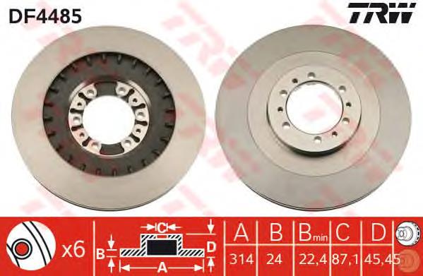 Disco de freno delantero TRW DF4485