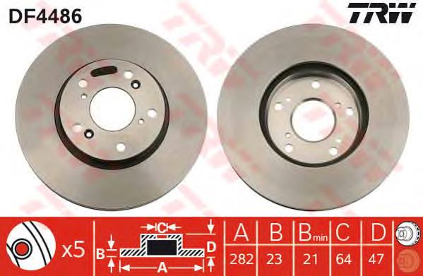 Disco de freno DF4486 TRW