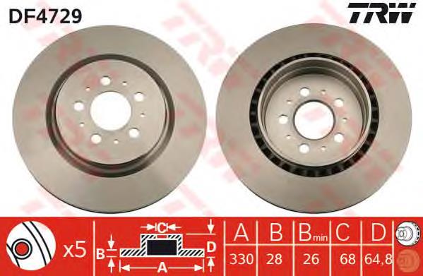 Disco de freno trasero CD7683V Bremsi