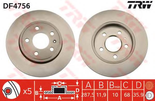 DF4756 TRW Freno de disco trasero