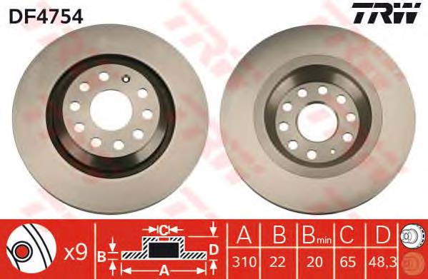 Disco de freno trasero TRW DF4754 precio, desde 42,03 EUR