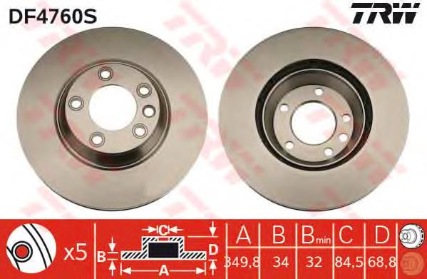 Disco de freno delantero TRW DF4760S