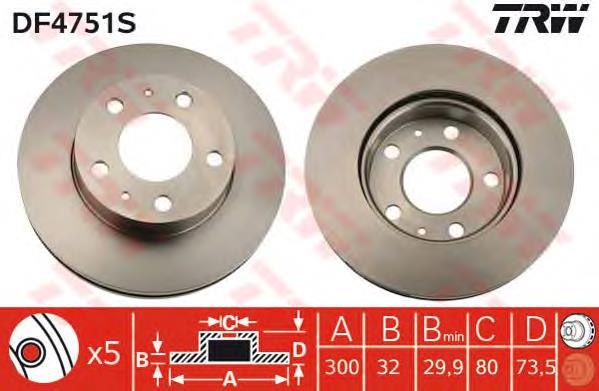 Disco de freno delantero TRW DF4751S