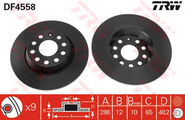Disco de freno trasero TRW DF4558 precio, desde 32,09 EUR