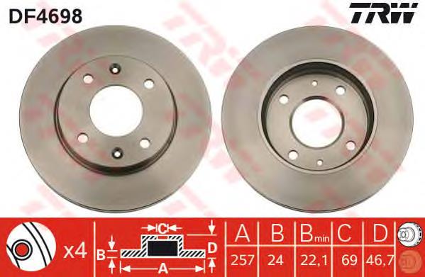 Disco de freno delantero TRW DF4698