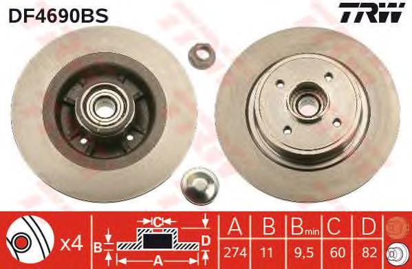 DF4690BS TRW Freno de disco trasero