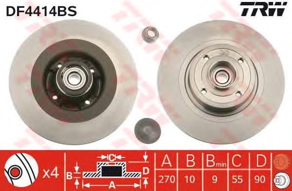 Disco de freno trasero TRW DF4414BS precio, desde 72,88 EUR