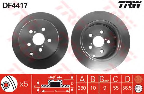 DF4417 TRW Freno de disco trasero