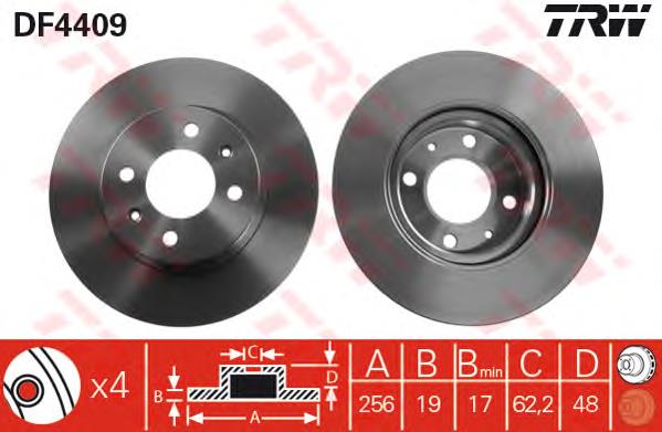 Disco de freno delantero TRW DF4409