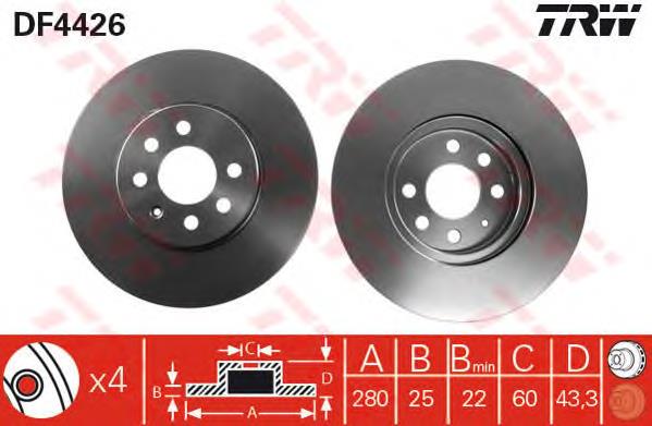 Disco de freno DF4426 TRW