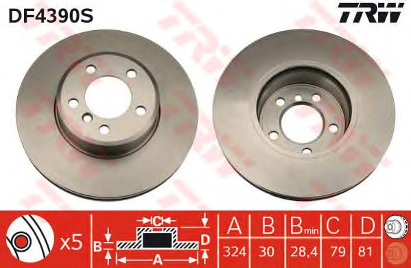 Disco de freno delantero TRW DF4390S