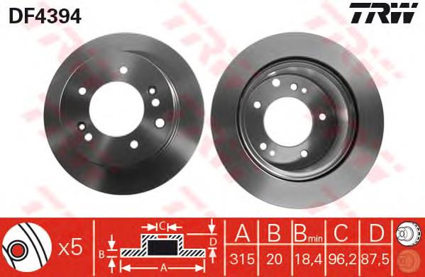 Comprar DF4394 TRW Disco de freno trasero