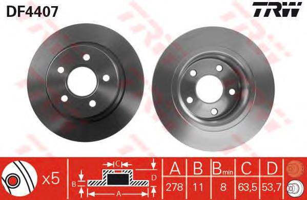 DF4407 TRW Freno de disco trasero