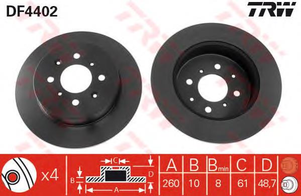 Comprar DF4402 TRW Disco de freno trasero