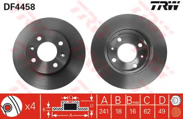 Disco de freno delantero TRW DF4458