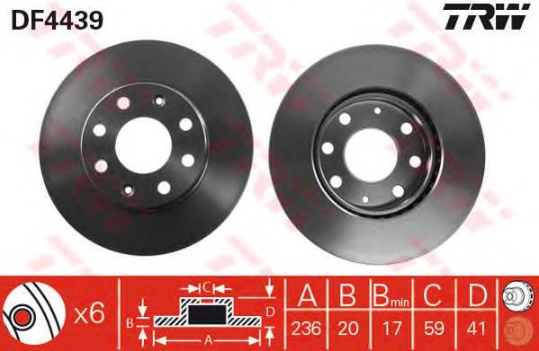 Disco de freno delantero TRW DF4439
