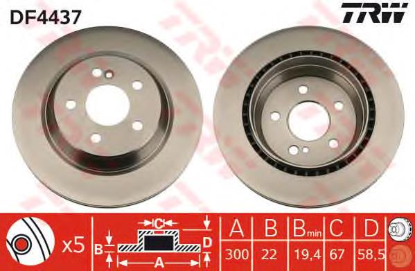 Disco de freno trasero TRW DF4437 precio, desde 43,50 EUR