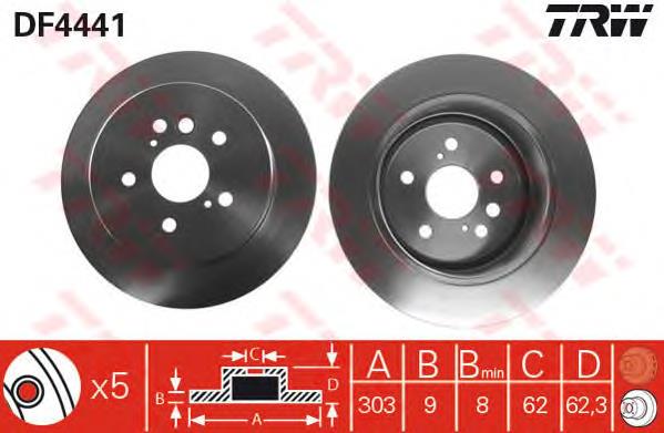 DF4441 TRW Freno de disco trasero