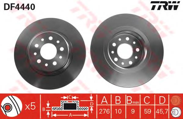Disco de freno trasero TRW DF4440 precio, desde 25,16 EUR
