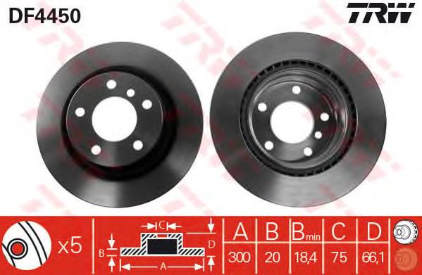 Comprar DF4450 TRW Disco de freno trasero