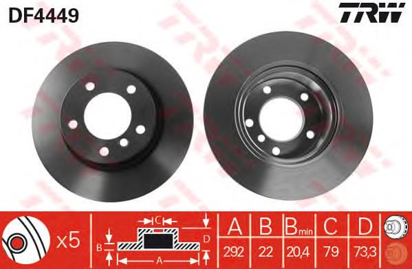 Disco de freno DF4449 TRW
