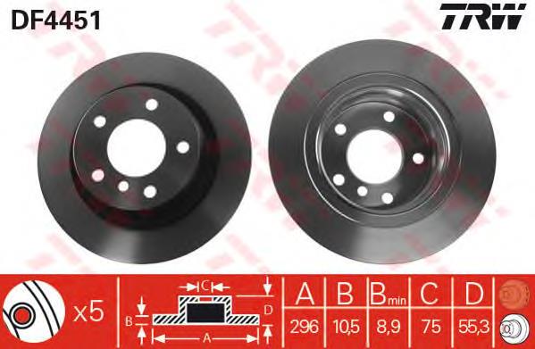 Disco de freno trasero TRW DF4451 precio, desde 30,56 EUR